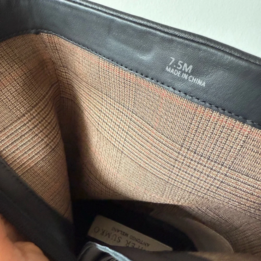 New ANTONIO MELANI Leather Sleek Black Heeled Boots - Picture 9 of 13